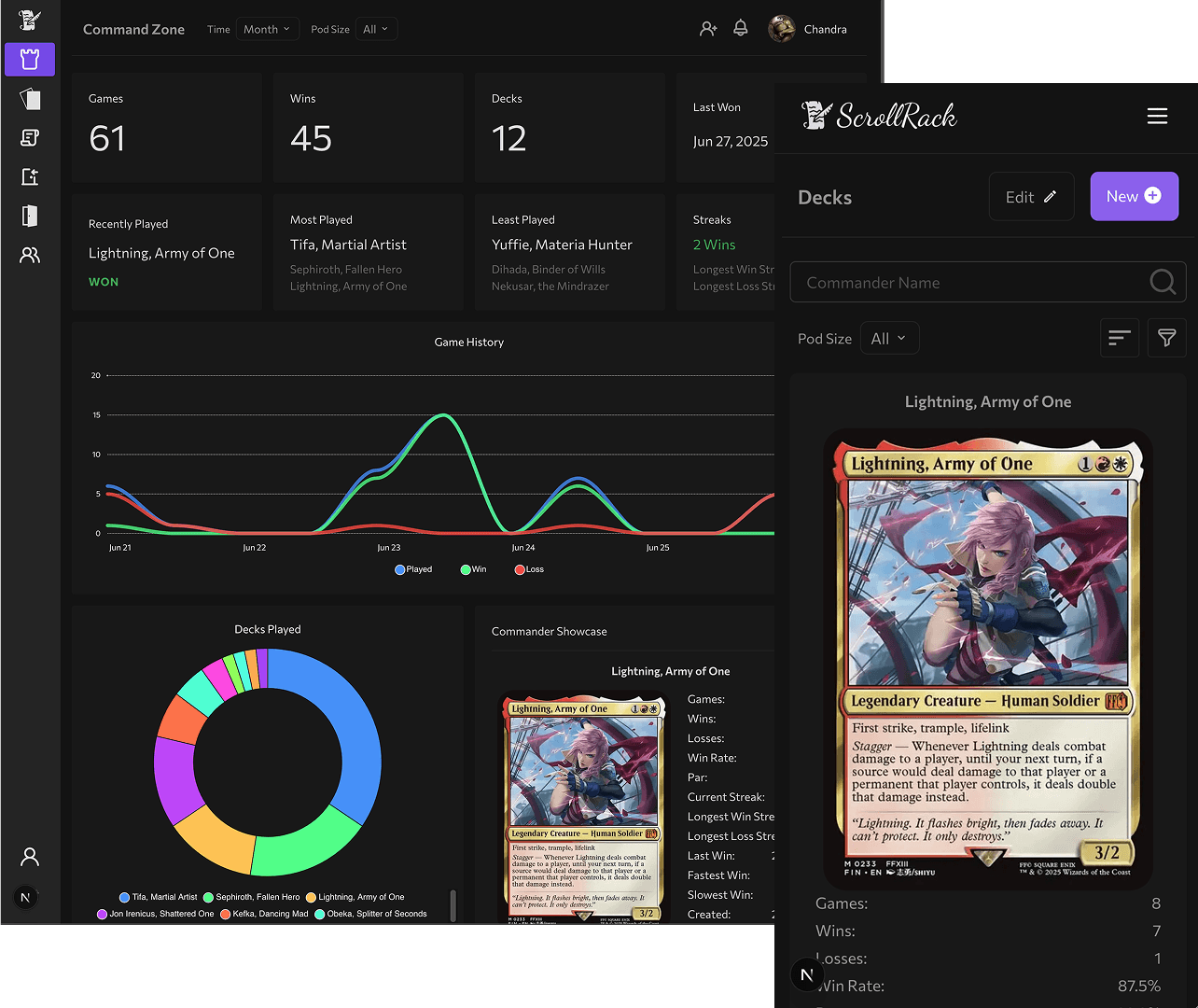 ScrollRack app dashboard view